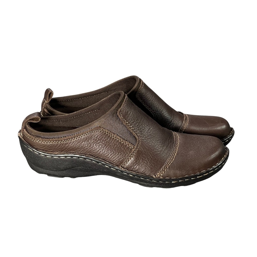 Eastland Lakewood‎ Women's 8.5 Brown Leather Slip On Mules Clogs Shoes 3801-02M